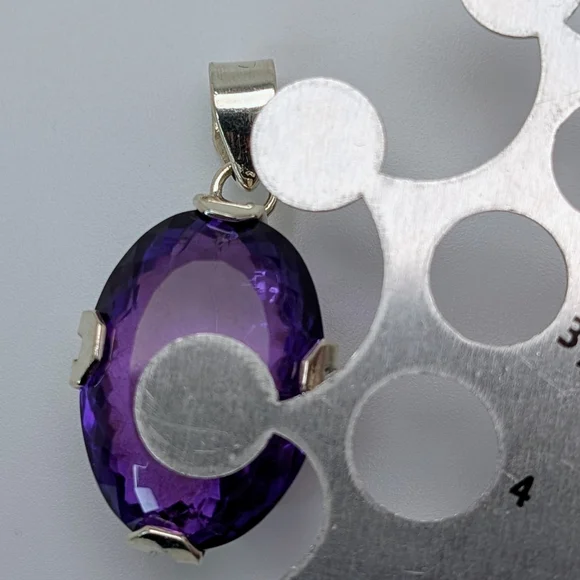 Large Natural Amethyst S925 Sterling Silver Pendant High Quality - Picture 5 of 8